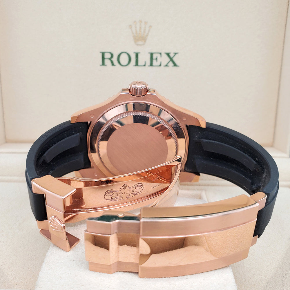 2021 Rolex Yacht-Master 40mm 126655 Black Dial Oysterflex Strap Rose Gold Watch Box Papers/Serial Tag