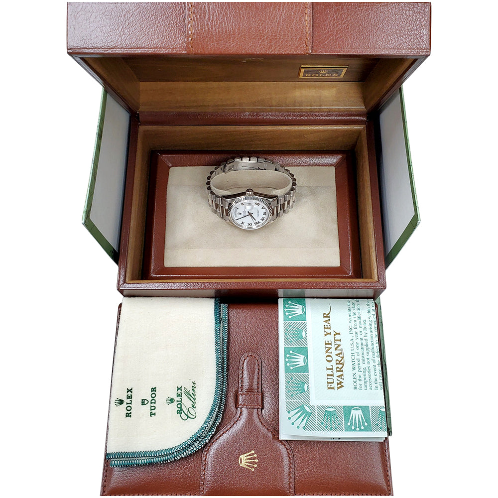 Rolex President Day-Date White Gold Roman Dial 36mm Watch 18239 Box Papers