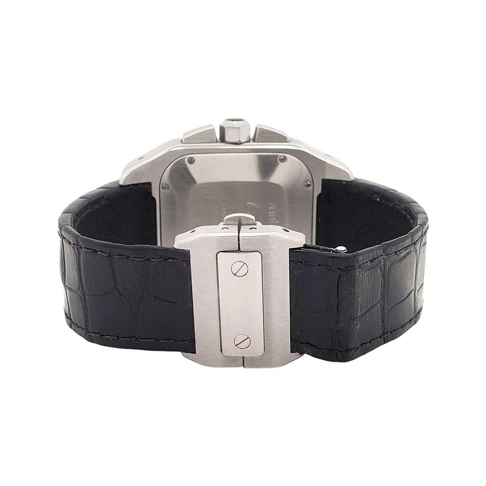 Cartier Santos 100 XL Chronograph White Roman Dial Stainless Steel Watch W20090X8 2740 Papers