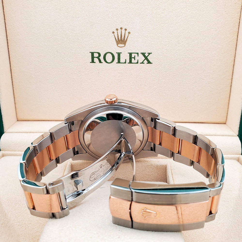 Rolex Datejust 36mm Pink Concentric Dial 2-tone Rose Gold/Steel Oyster Watch 116201 Box Papers