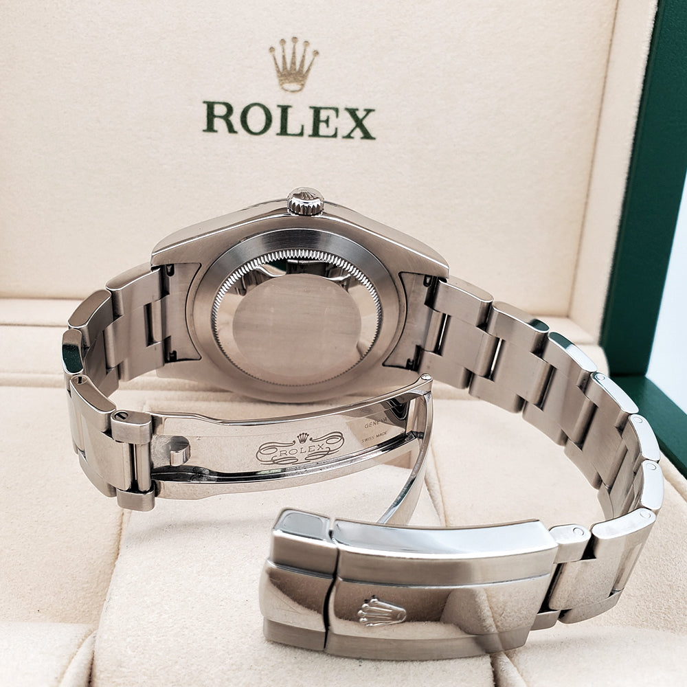 Rolex Datejust II 41mm 116334 Gray Roman White Gold Fluted Bezel Steel Watch Box Papers