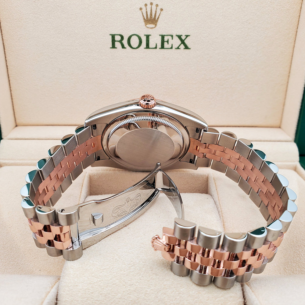 Rolex Datejust 36mm 116231 Factory Pink Diamond Dial 2-Tone Rose Gold Fluted Jubilee Watch