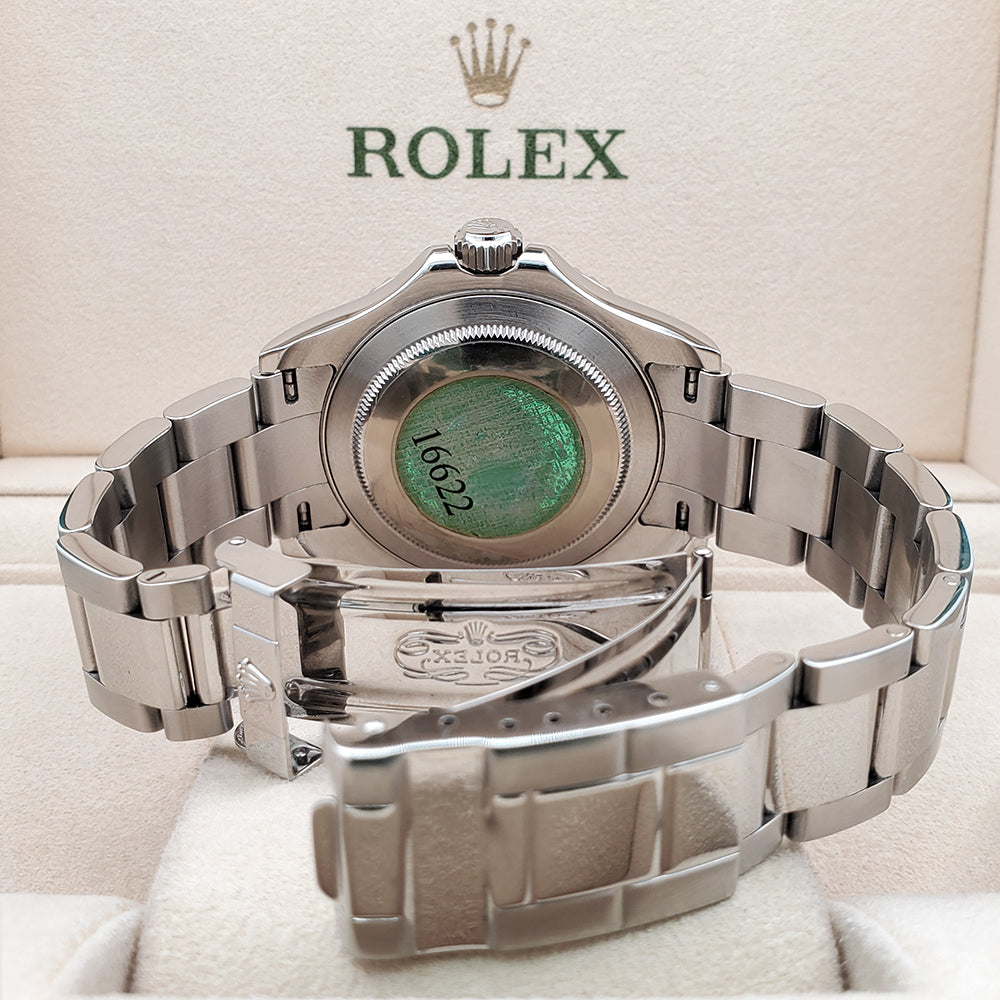 Rolex Yacht-Master 40mm Platinum Bezel Steel Watch 16622 Box Papers
