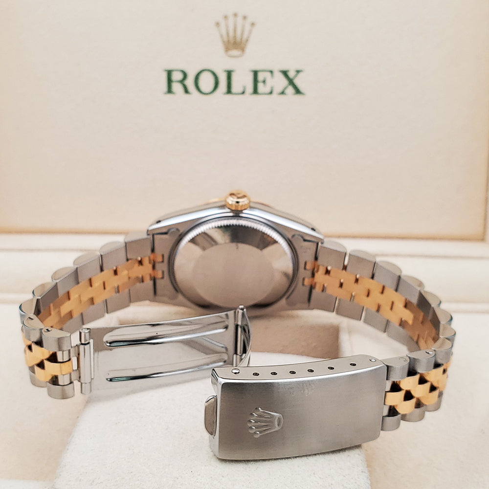 Rolex Datejust 2-Tone 31mm Factory Blue Vignette Diamond Dial Yellow Gold/Steel Watch 68273