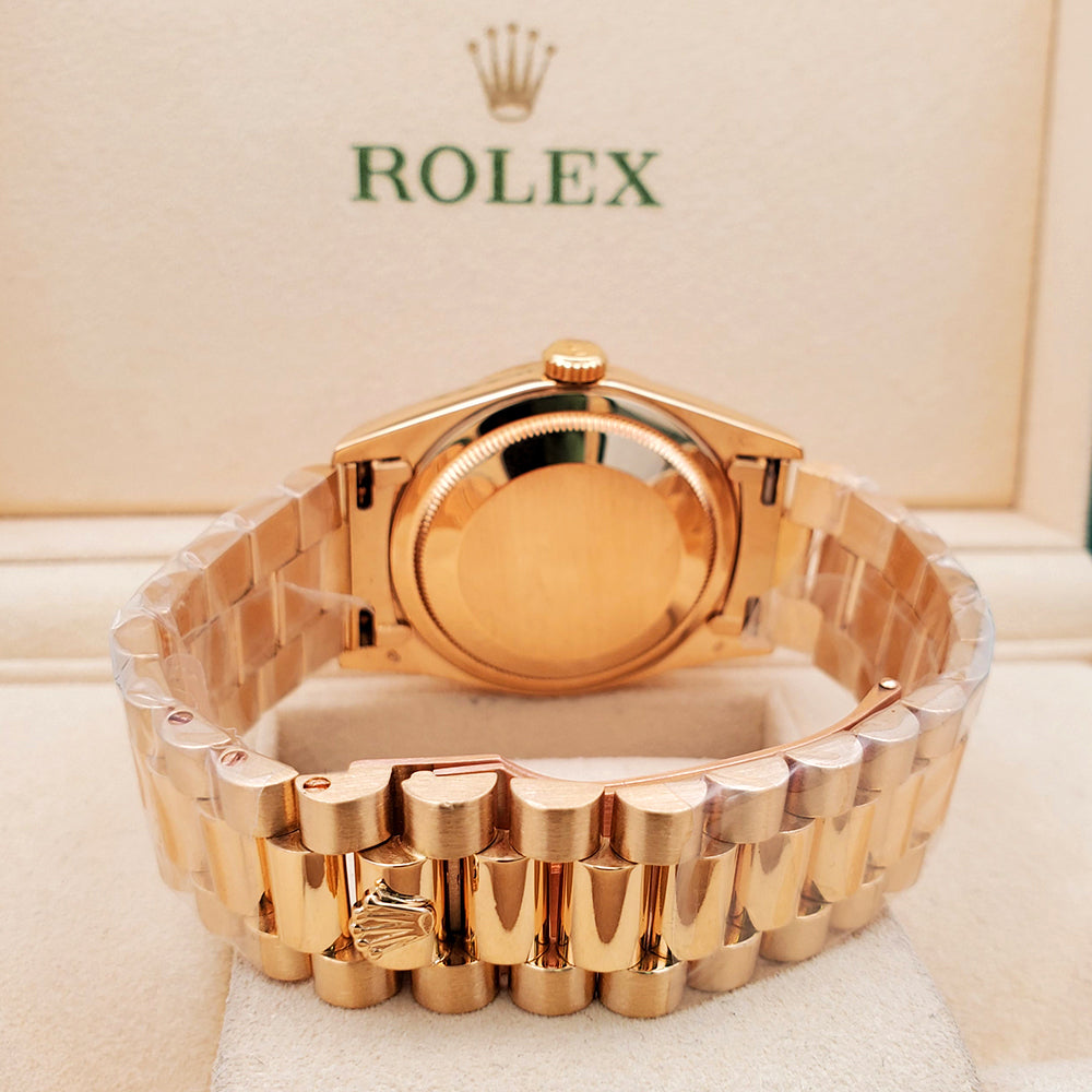 Rolex President Day-Date 36mm Factory Diamond Dial Double-Quick Yellow Gold Watch 18238 Box Papers