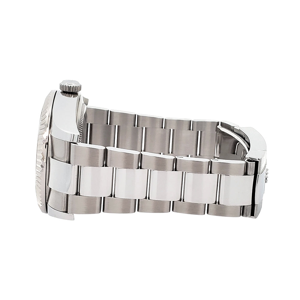 2022 Rolex Sky-Dweller White Gold Fluted Bezel Blue Index Dial Steel Oyster 42mm Watch 326934 Box Papers