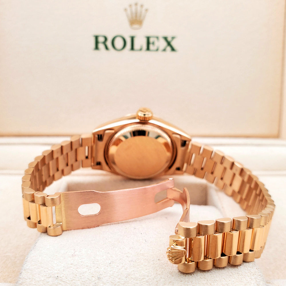 Rolex President Ladies 26mm Factory Champagne Diamond Dial Yellow Gold Watch 69178 Box Papers