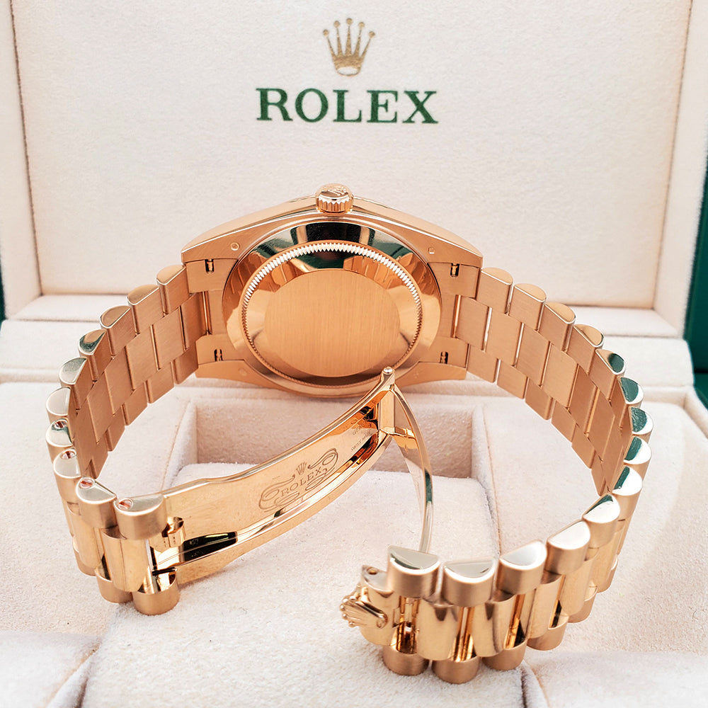 Rolex Day-Date 40mm President Yellow Gold Champagne Baguette Diamond Dial Watch 228238 Box Papers