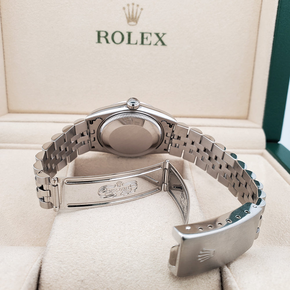 Rolex Datejust 31mm Factory White MOP Arabic Dial White Gold Fluted Bezel Steel Watch 78274 Box Papers