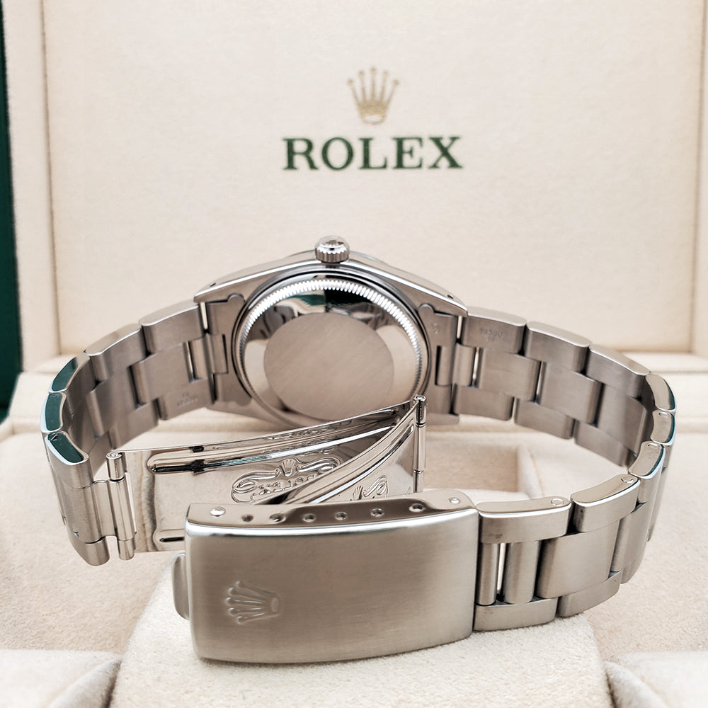 Rolex Oyster Perpetual Date 34mm White Roman Steel Oyster 15000 Watch Box Papers