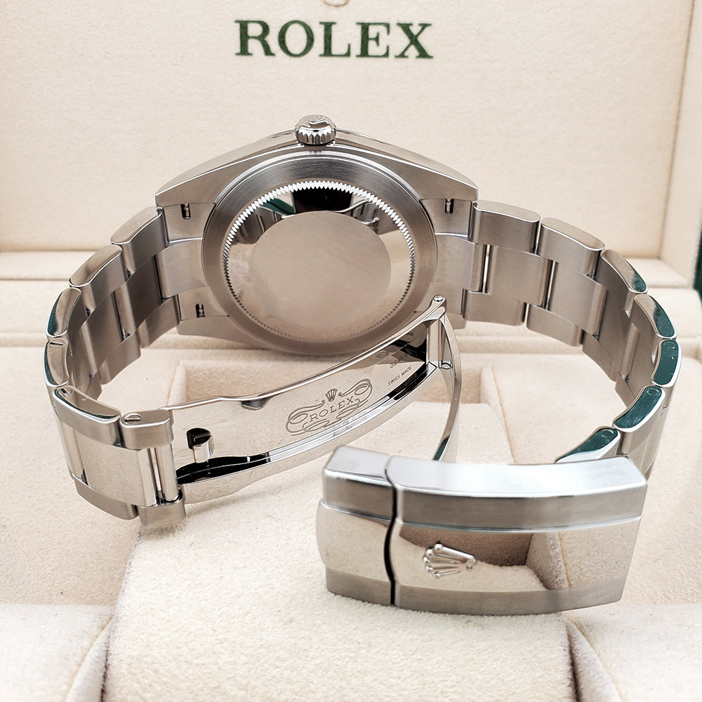 2024 Unworn Rolex Datejust 41 Silver Index White Gold Fluted Bezel  Oyster Watch 126334 Box Papers