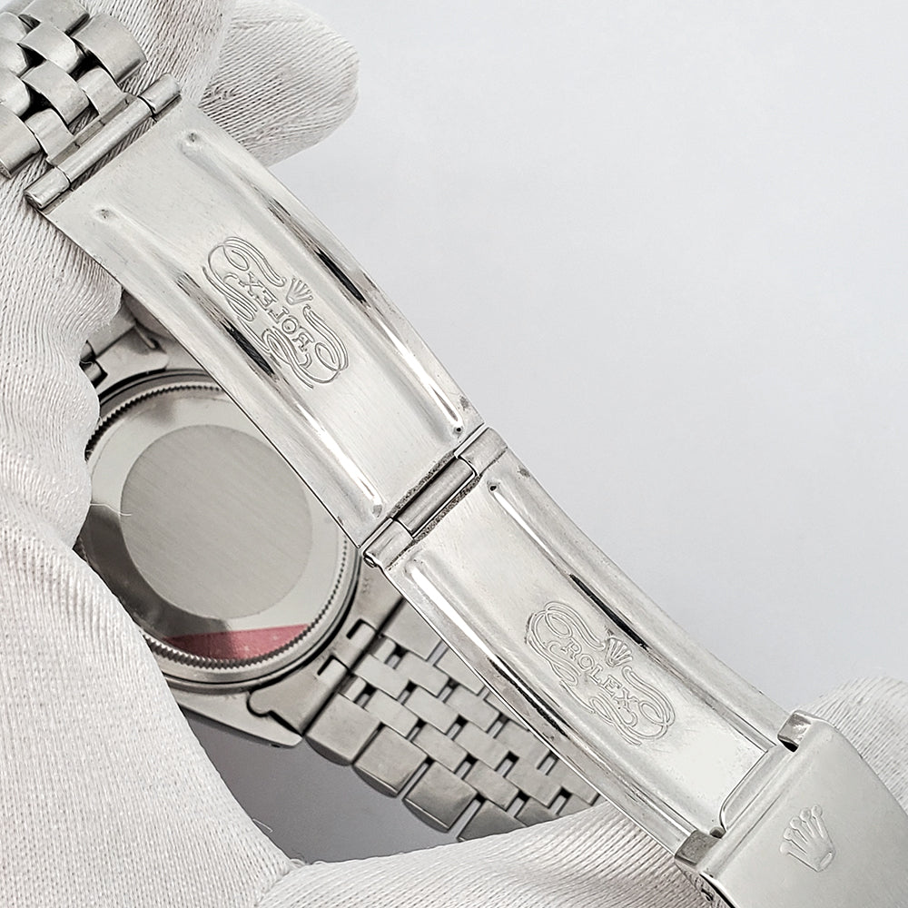 Rolex Datejust 36mm Silver Index Engine Turned Bezel Steel Jubilee Watch 1603 Service Papers