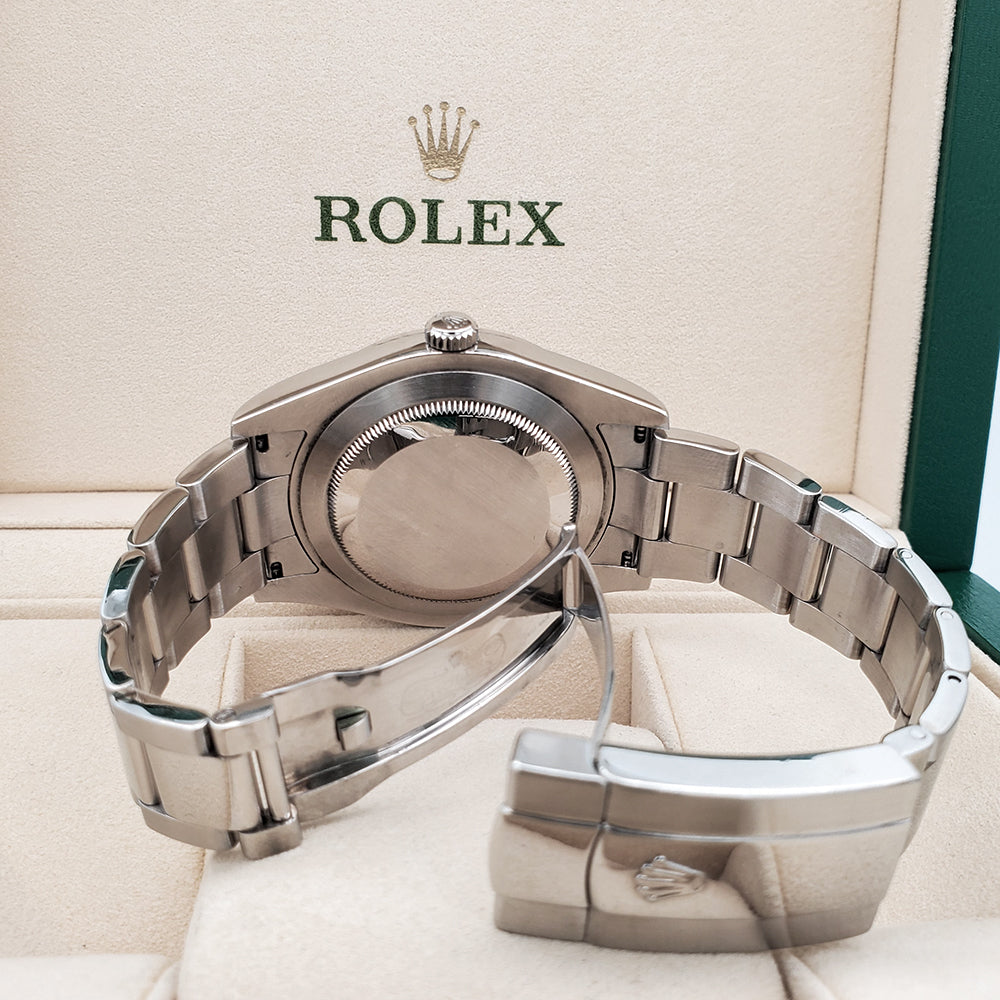 Rolex Datejust II 41mm Factory Diamond Rhodium White Gold Fluted Steel Watch 116334 Box Papers