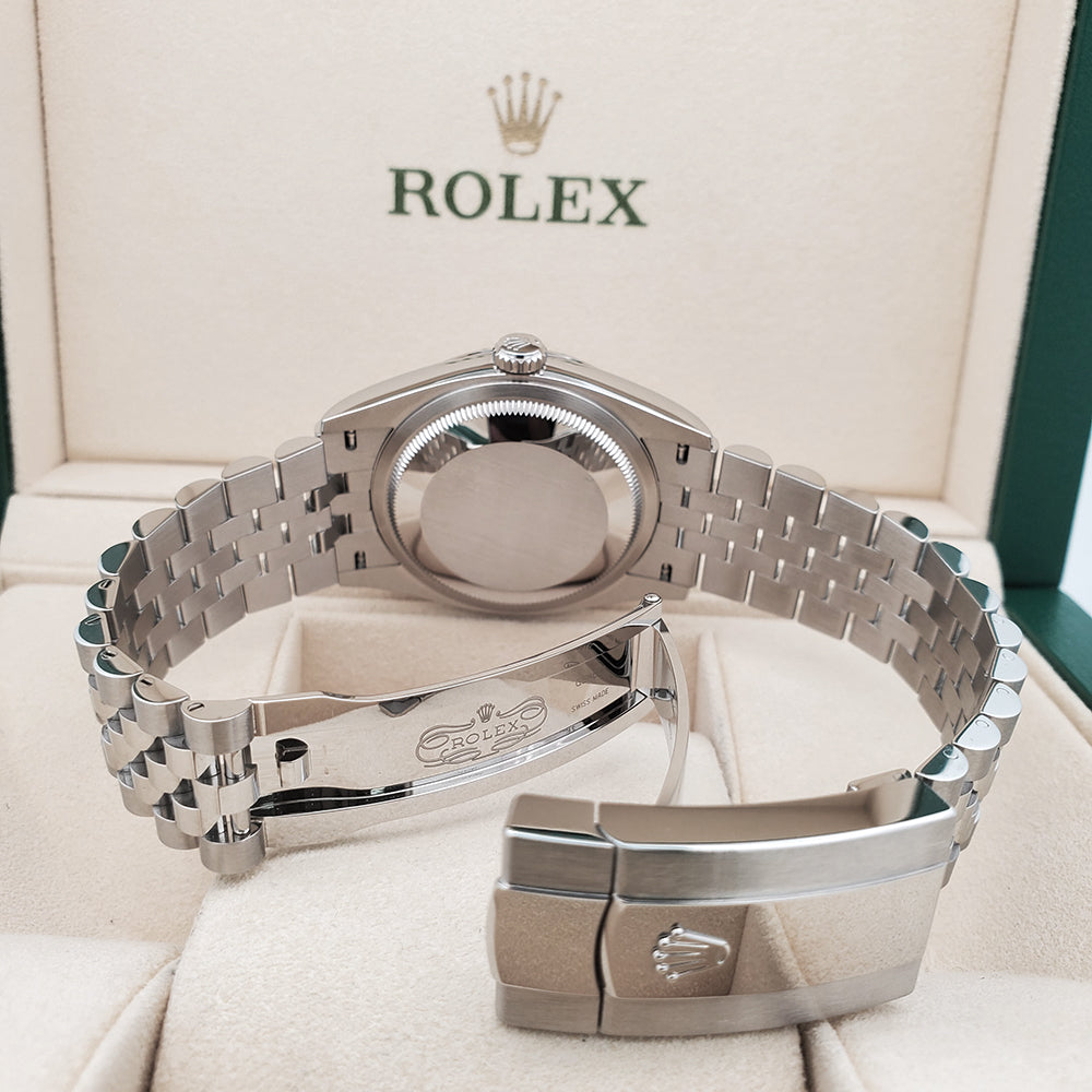 2024 Unworn Rolex Datejust 36mm 126234 Silver Index Fluted White Gold/Steel Jubilee Watch Box Papers