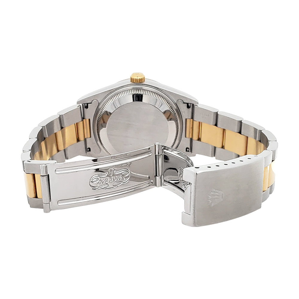 Rolex Date 34mm White Roman Dial 2-Tone Yellow Gold/Steel Oyster 15223 Watch