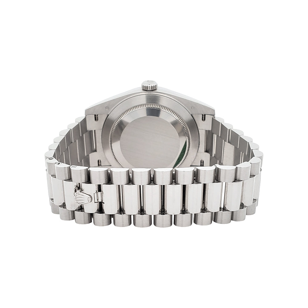 2022 Rolex President Day-Date 228206 40mm Ice Blue Diagonal Motif Index Dial Platinum Watch Box Papers