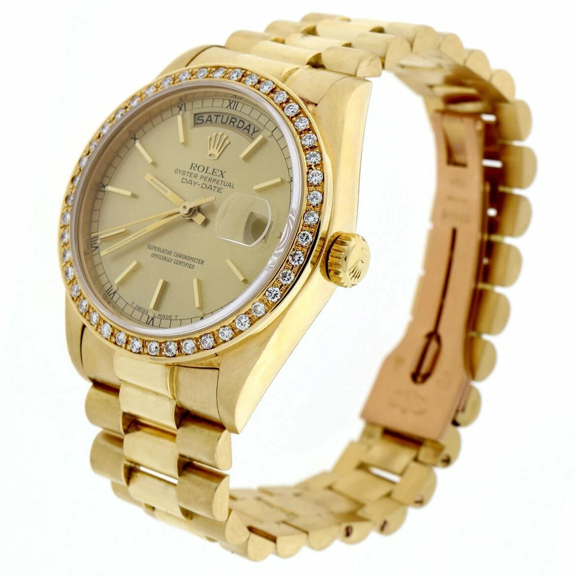 Rolex President Day-Date 18k Yellow Gold 36MM 18038 w/Diamond Bezel