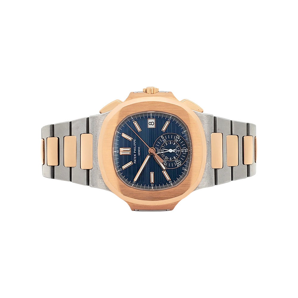 2016 Patek Philippe Nautilus Chronograph 5980/1AR-001 Blue Dial 2-Tone Rose Gold/Steel Watch Box Papers