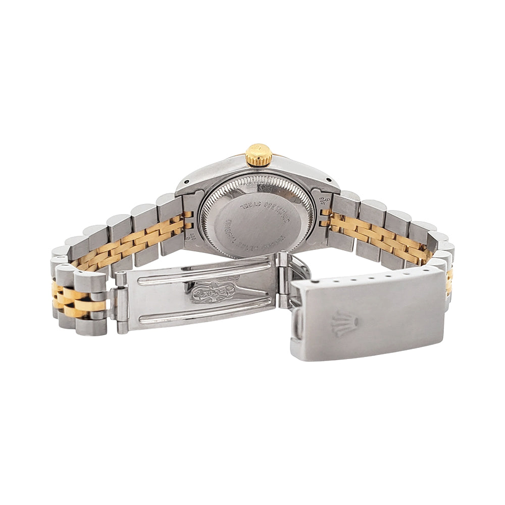 Rolex Datejust 26mm 2-Tone Yellow Gold/Steel Black Tapestry Dial Jubilee Watch 69173 Papers