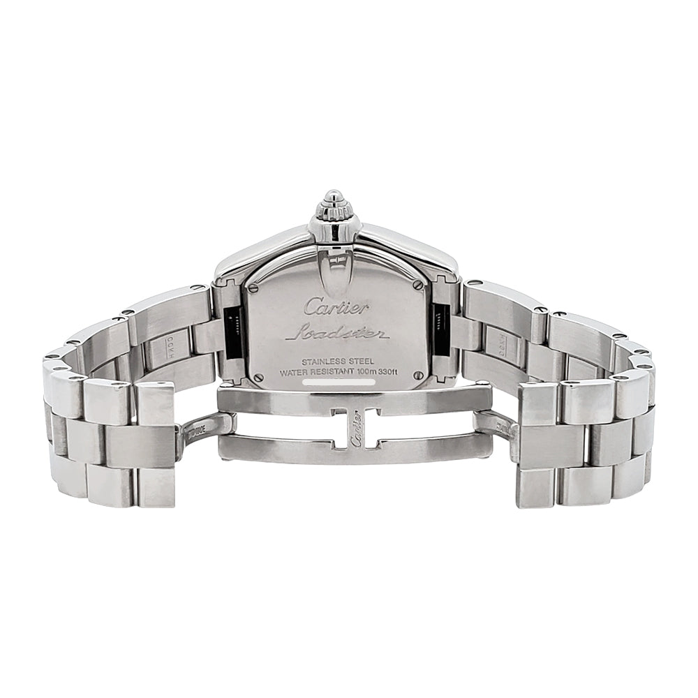 Cartier Roadster 30mm Silver Roman Dial Steel Ladies Watch W62016V3 2675