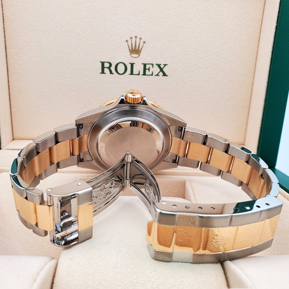 Rolex Submariner Date Engraved Rehaut 40mm Blue 2-tone Yellow Gold/Steel Watch 16613 Box Papers