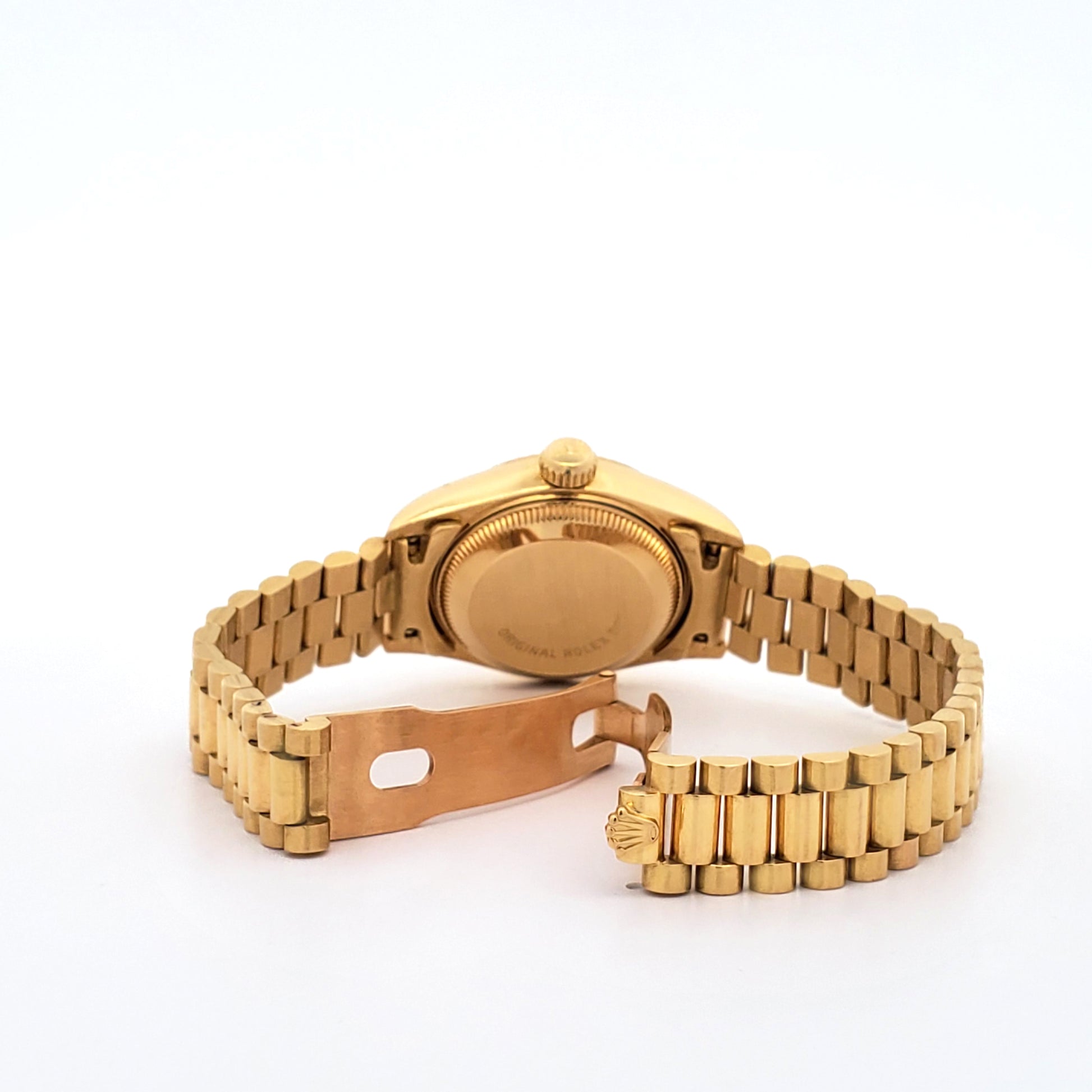 Rolex President Ladies Datejust 26mm White Roman Yellow Gold Watch 69178