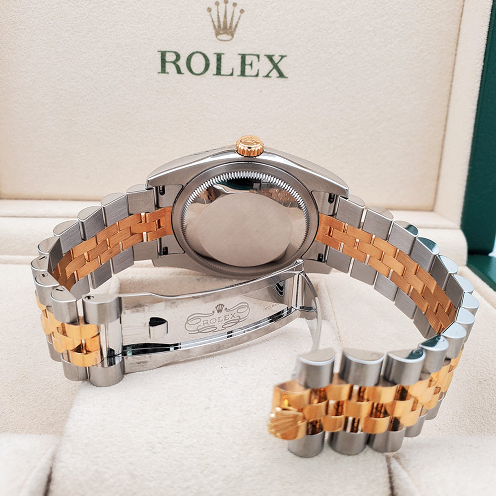 Rolex Datejust 36mm 2-Tone Yellow Gold/Steel Cream Pyramid Dial Watch 116233 Box Papers