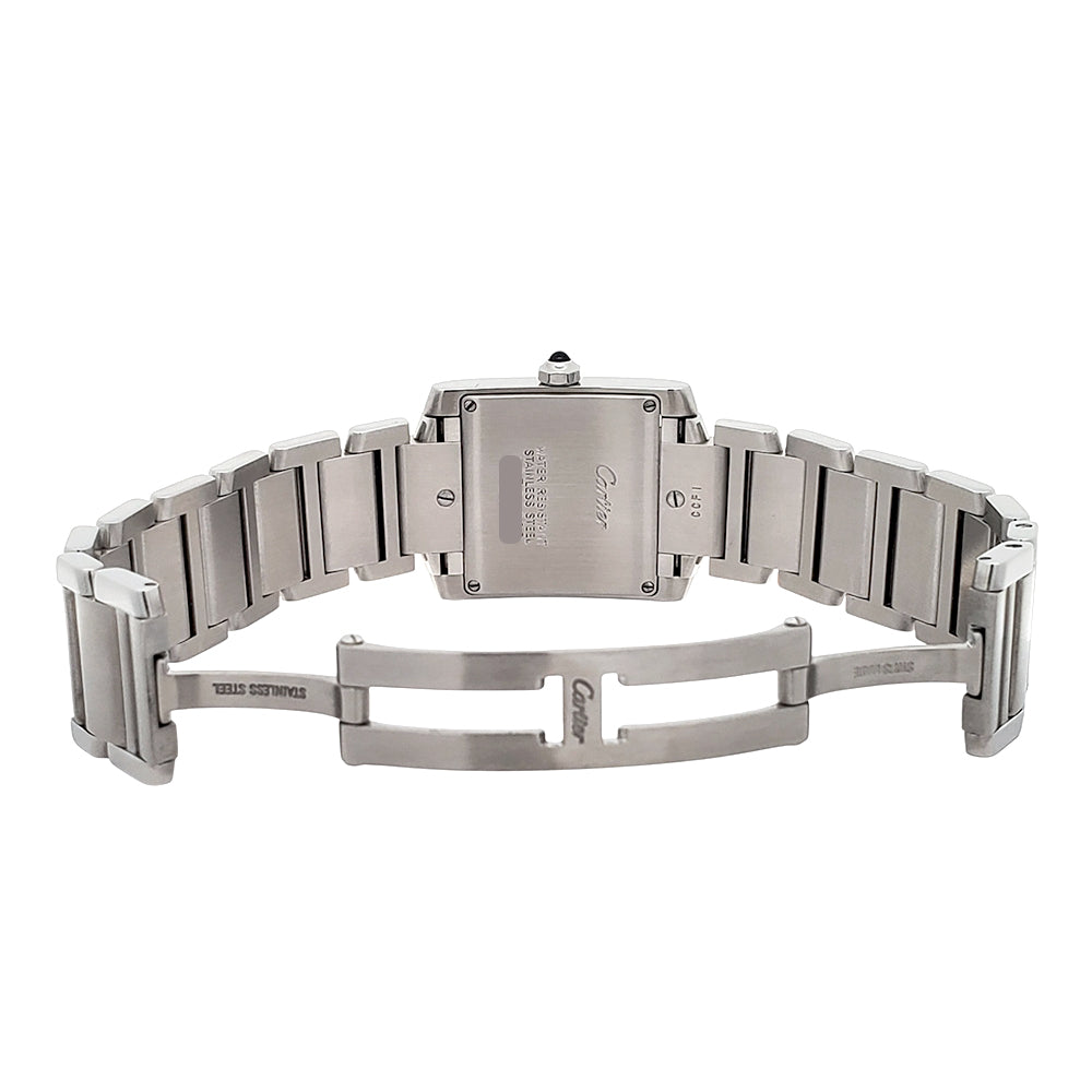 Cartier Tank Francaise 25mm White Roman Dial Steel Quartz Watch 2465 W51011Q3