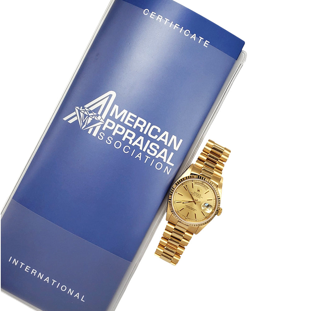1995 Rolex President Day-Date 36mm 18238 Champagne Index Double-Quick Yellow Gold Watch