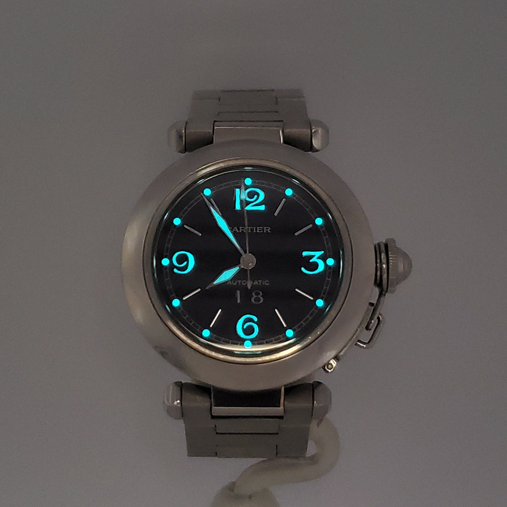 Cartier Pasha C Big Date 35mm Blue Dial Steel Watch 2475 W31047M7