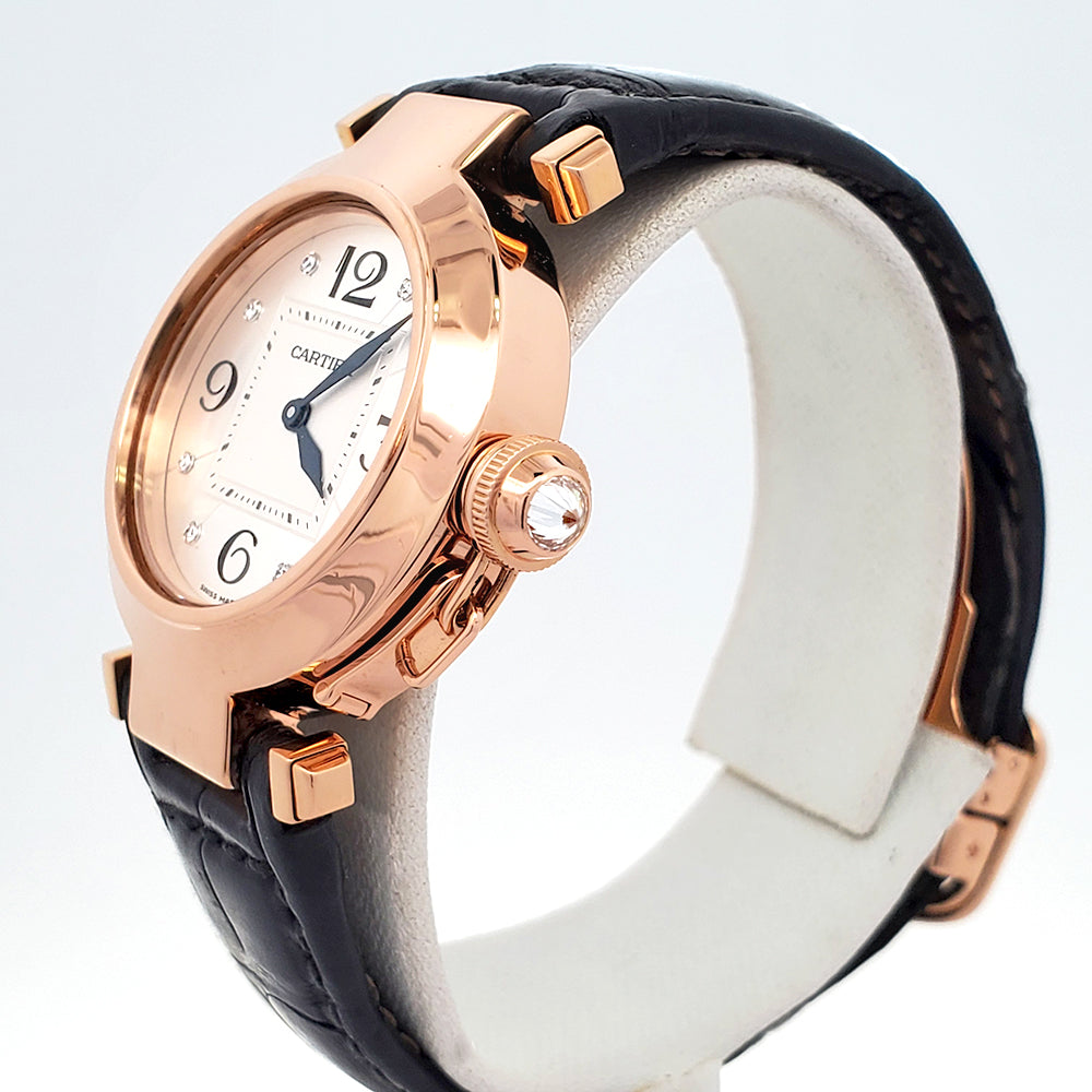 Cartier Pasha Rose Gold Factory Diamond Dial Ladies 32mm Watch WJ11913G 2812