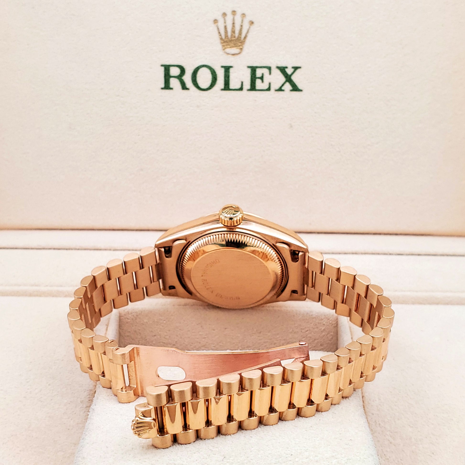 Rolex President Ladies 26mm Champagne Index Yellow Gold Watch 69178