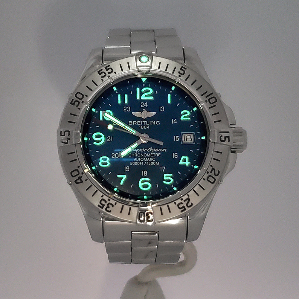 Breitling Superocean Steelfish 42mm Blue Arabic Dial Steel Mens Watch A17360