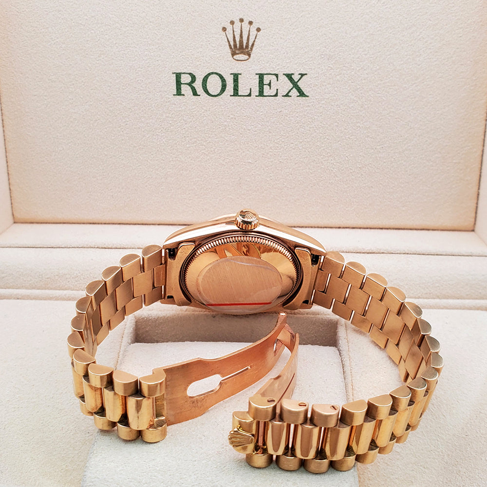 Rolex President Datejust 31mm Champagne Stick Dial Yellow Gold Watch 68278 Box Papers