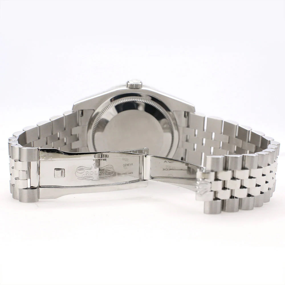 Rolex Datejust 36MM Silver Tuxedo Dial Steel Jubilee Watch with 1.85CT Custom Diamond Bezel 116200