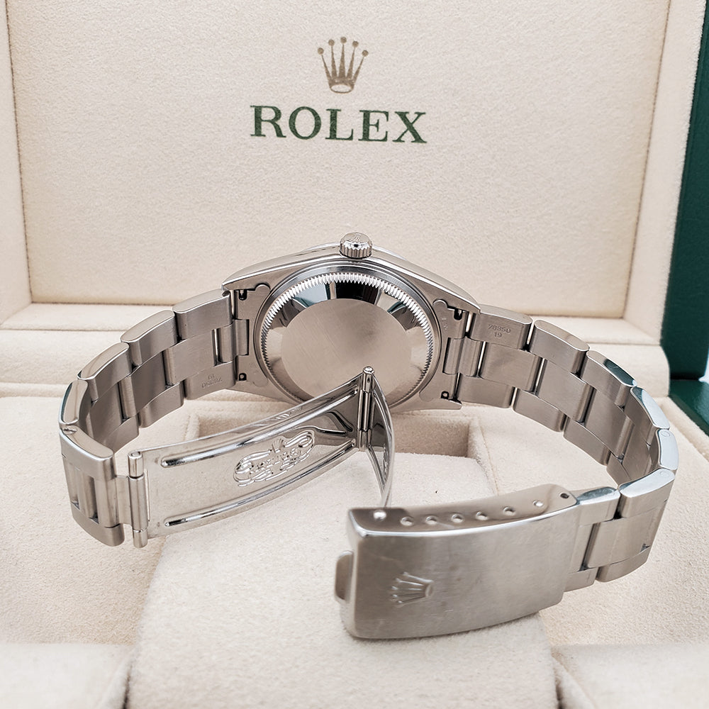 Rolex Oyster Perpetual Date 34mm Stainless Steel Smooth Bezel Watch 15200