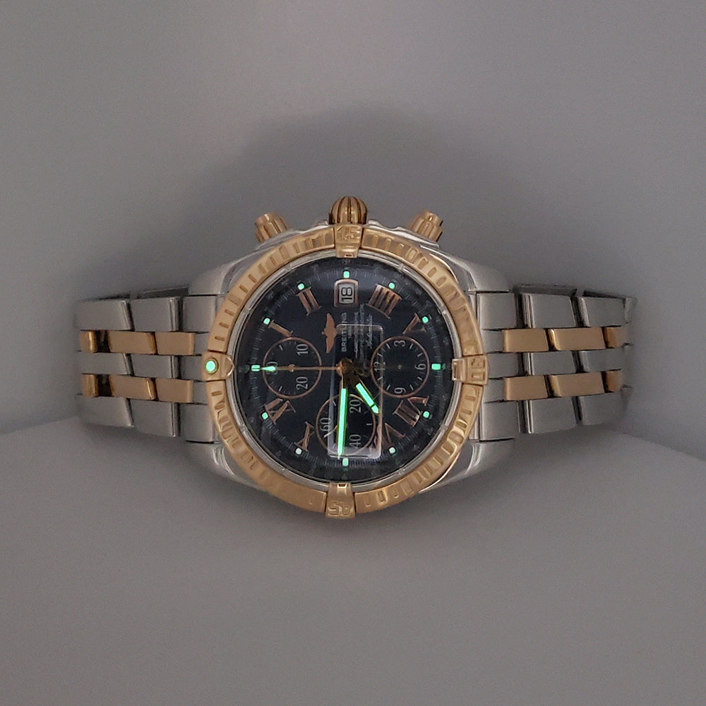 Breitling Chronomat Evolution 2-Tone Rose Gold/Steel Blue Dial 44mm Watch C13356