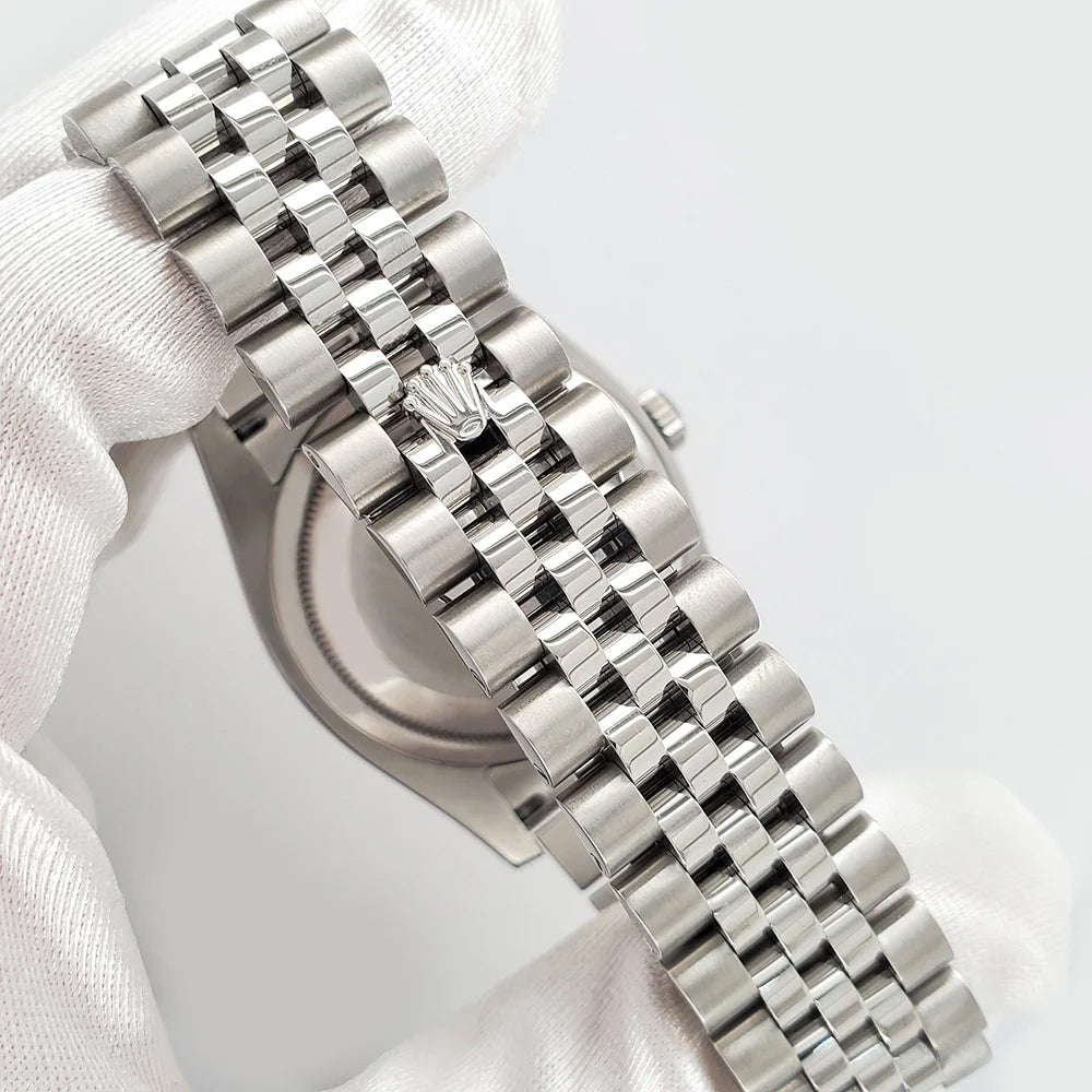 Rolex Datejust 116200 36mm 3.9CT Diamond Bezel/Lugs/Rhodium Floral Dial Steel Watch