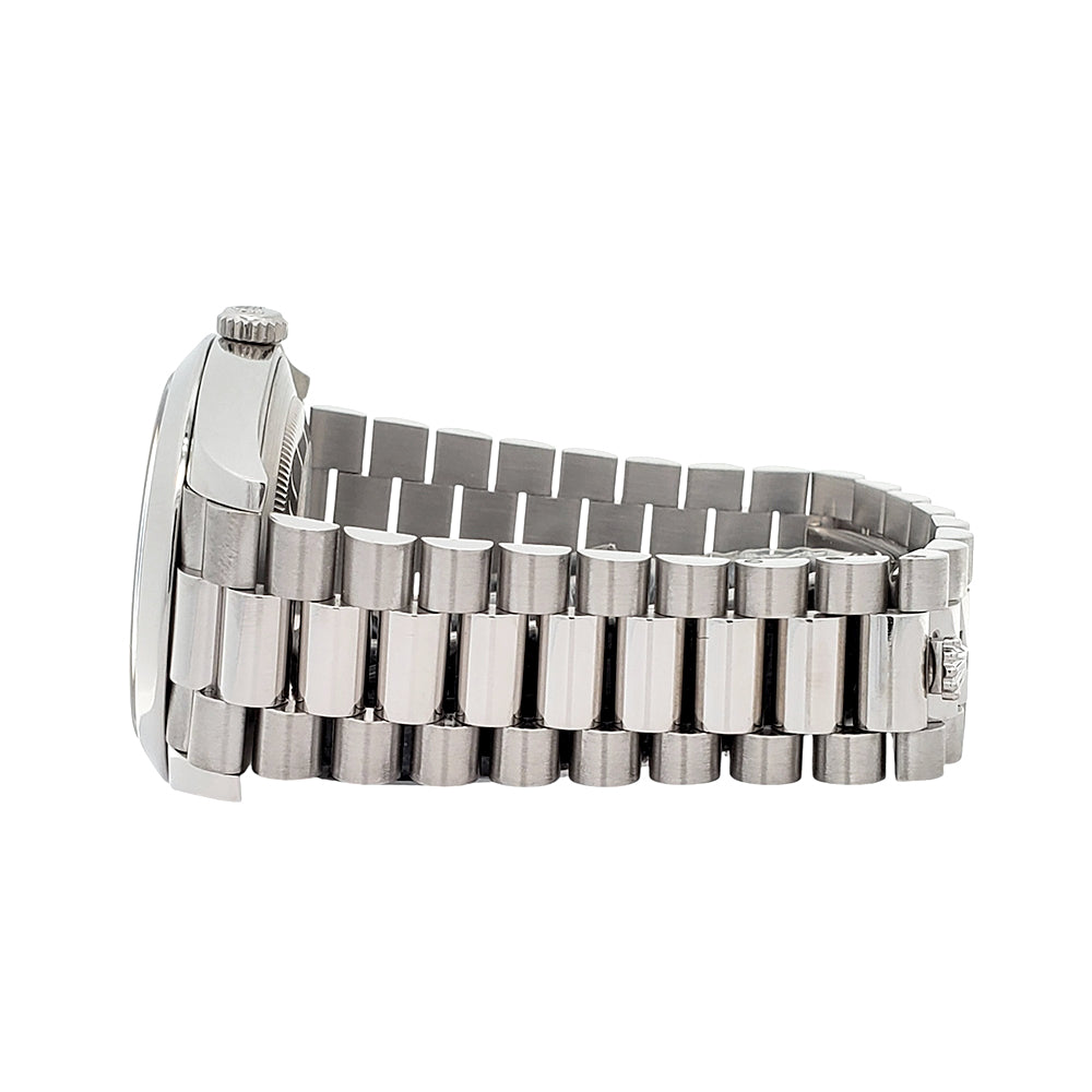 2020 Rolex President Day-Date Ice Blue Quadrant Motif Roman Dial Platinum 40mm Watch 228206 Box Papers