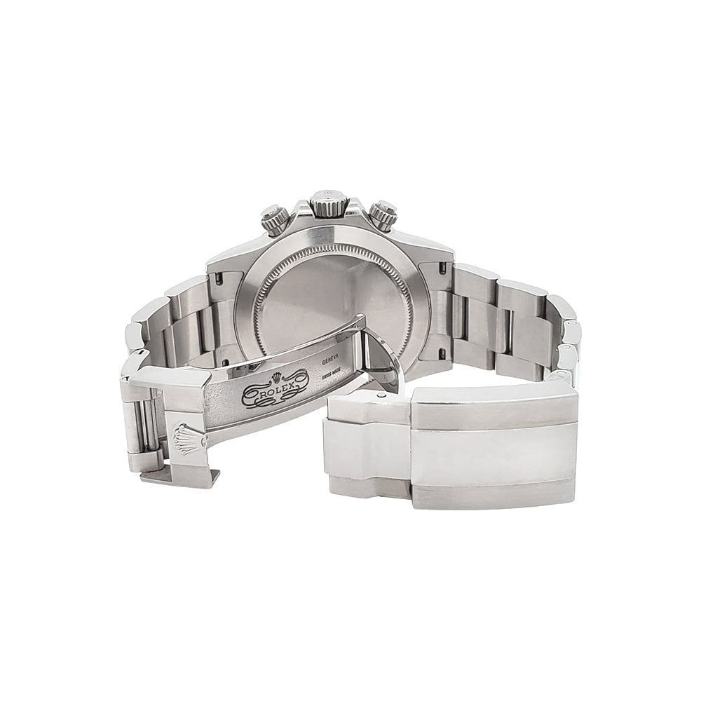 Rolex Cosmograph Daytona Engraved Rehaut 40mm 116520 Black Dial Steel Watch Box Papers