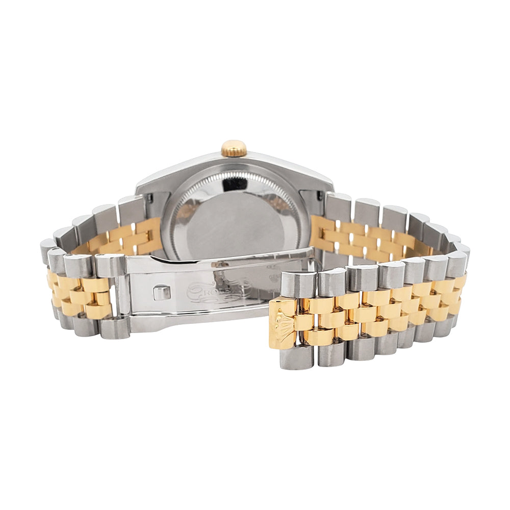 Rolex Datejust 36mm Factory Black Diamond 2-Tone Yellow Gold/Steel Jubilee Watch 116233