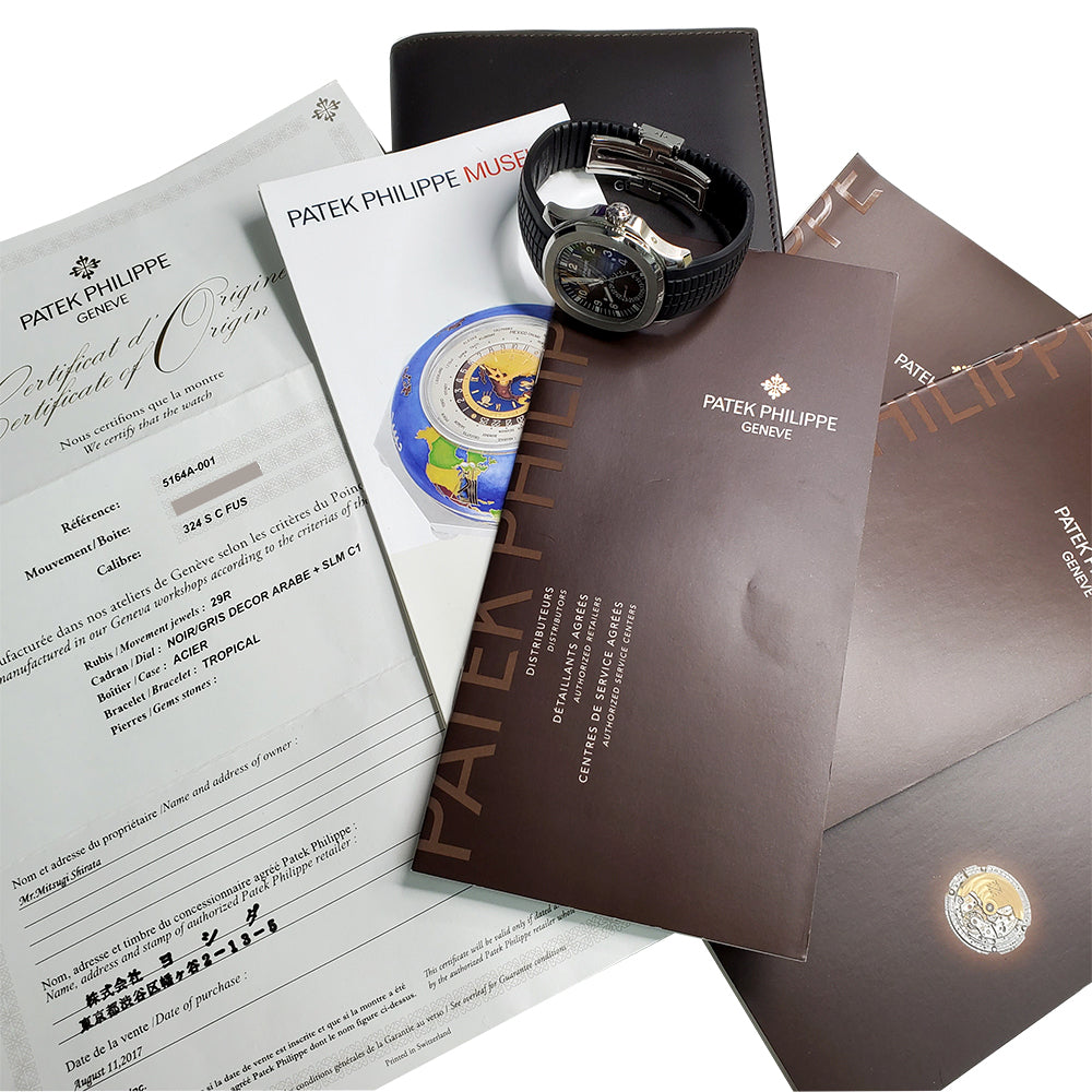 Patek Philippe Aquanaut Travel Time 40.8mm Stainless Steel Watch 5164A-001 Box Papers