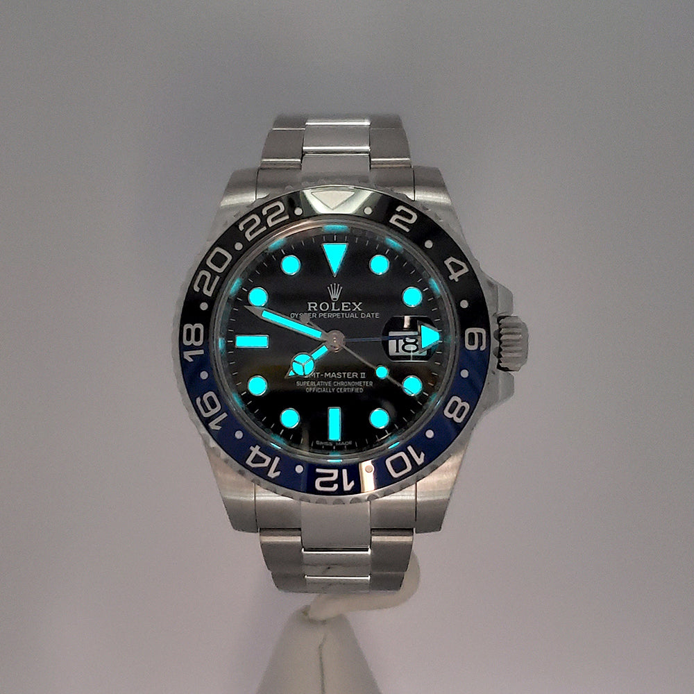 Rolex GMT-Master II "Batman" Blue/Black Ceramic Bezel Steel Oyster 40mm Watch 116710BLNR Box Papers