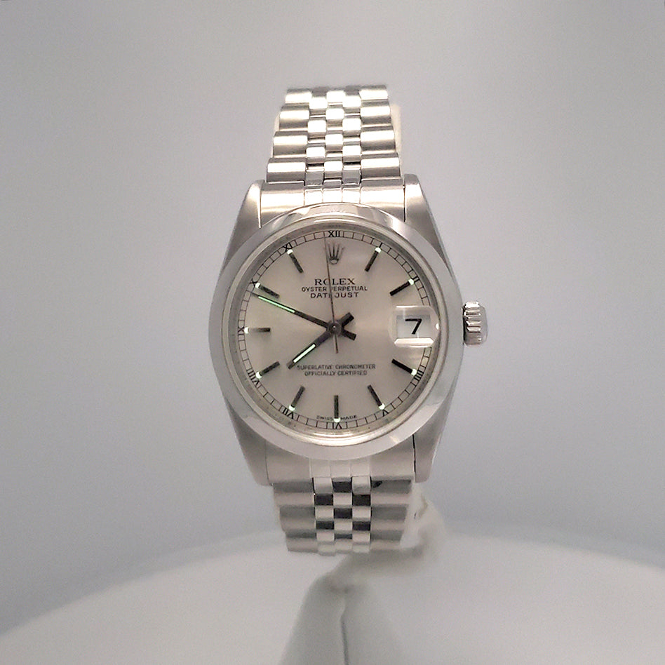 Rolex Datejust Silver Index Steel Jubilee 31mm Watch 78240 Papers