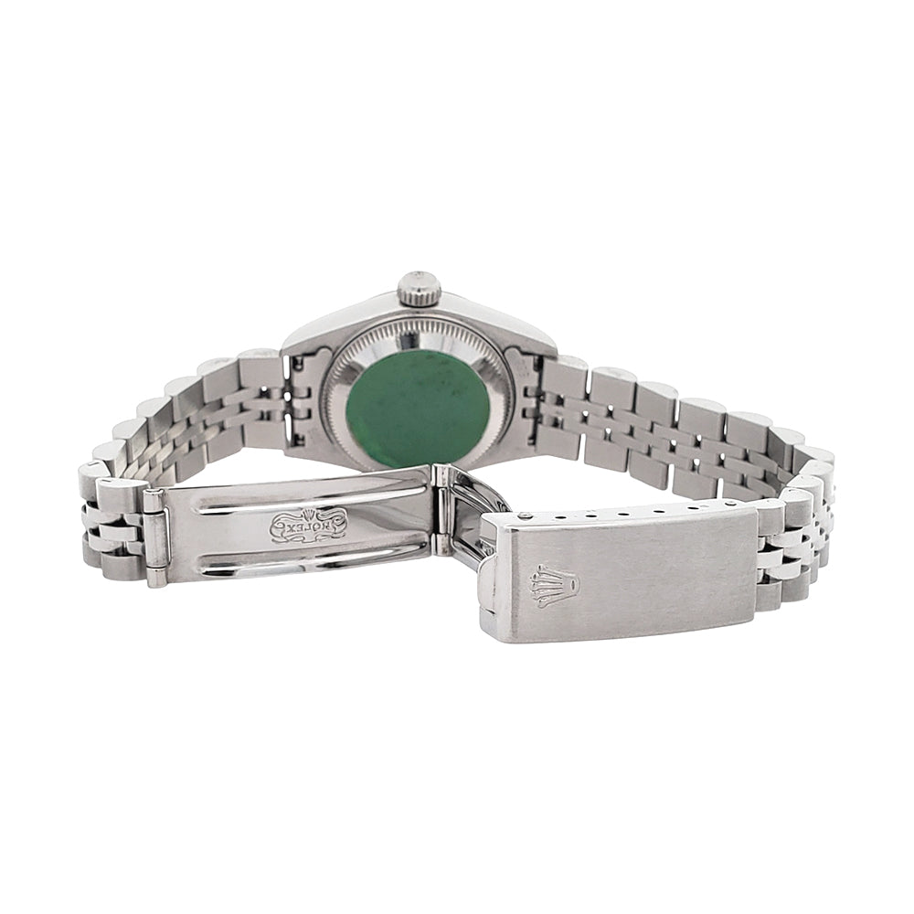 Rolex Datejust Silver Index Dial/White Gold Fluted Bezel/Steel Jubilee 26mm Watch 69174 Serial Tag