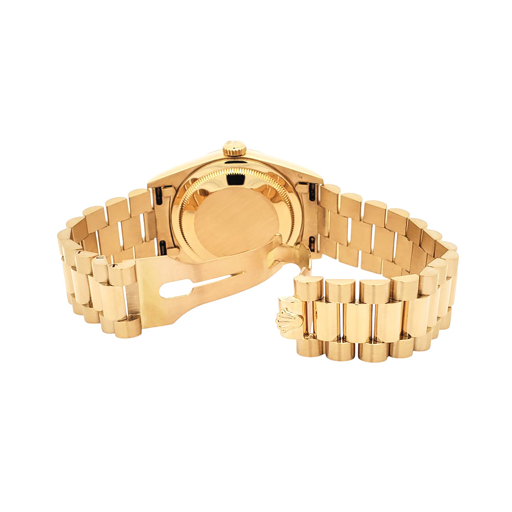 Rolex President Day-Date Factory Diamond Dial Double-Quick Yellow Gold 36mm Watch 18238 Box Papers