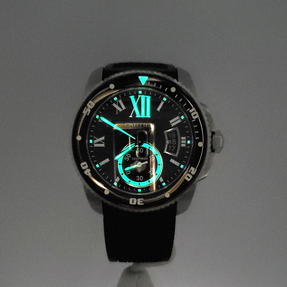 Calibre de Cartier Diver Black Roman Dial 42mm Steel Watch W7100056 3729