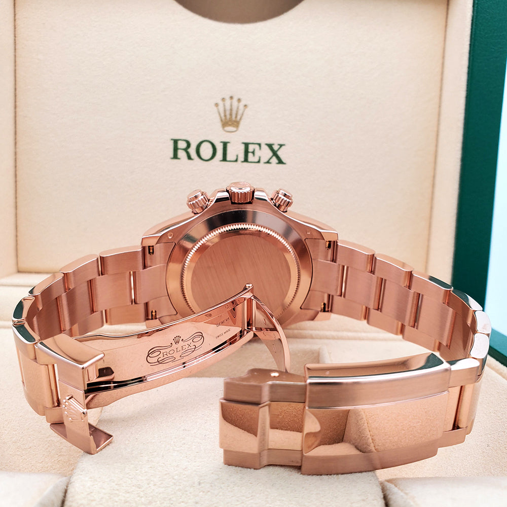 Rolex Daytona 40mm Rose Gold Chocolate Arabic Dial Cosmograph Watch 116505 Box Papers