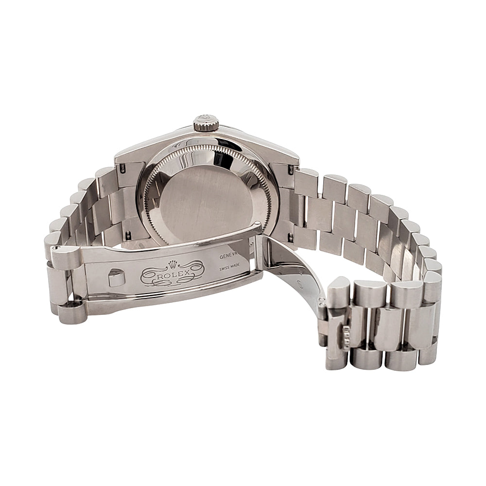 Certified Rolex President Day-Date 36mm 118239 Factory Silver Diamond Dial White Gold Watch Box Papers