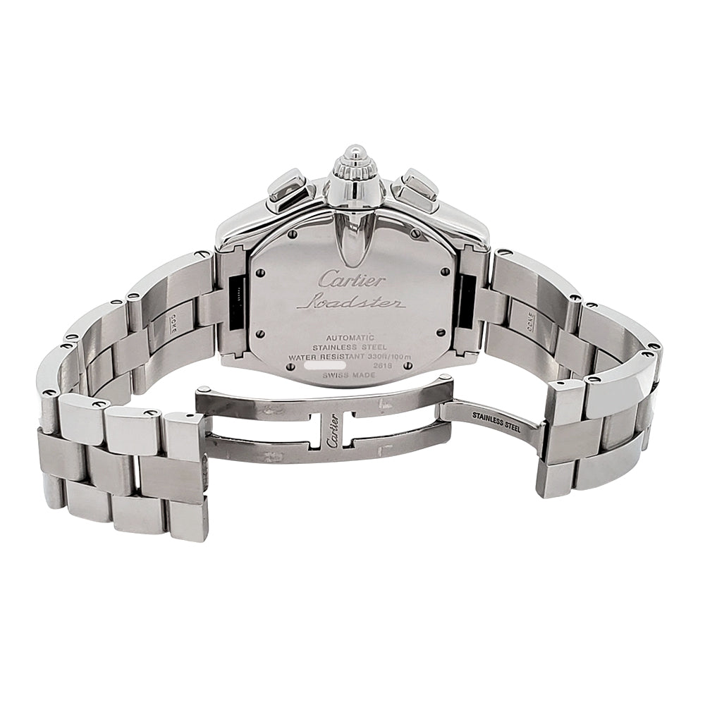 Cartier Roadster XL Chronograph 43mm Silver Roman Steel Watch W62019X6 2618 Papers